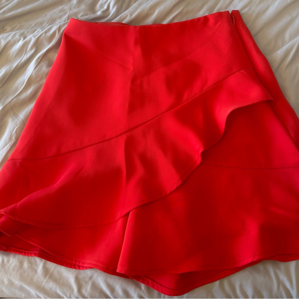 Express Skort High Waisted Wide Leg Ruffle Coral Shorts